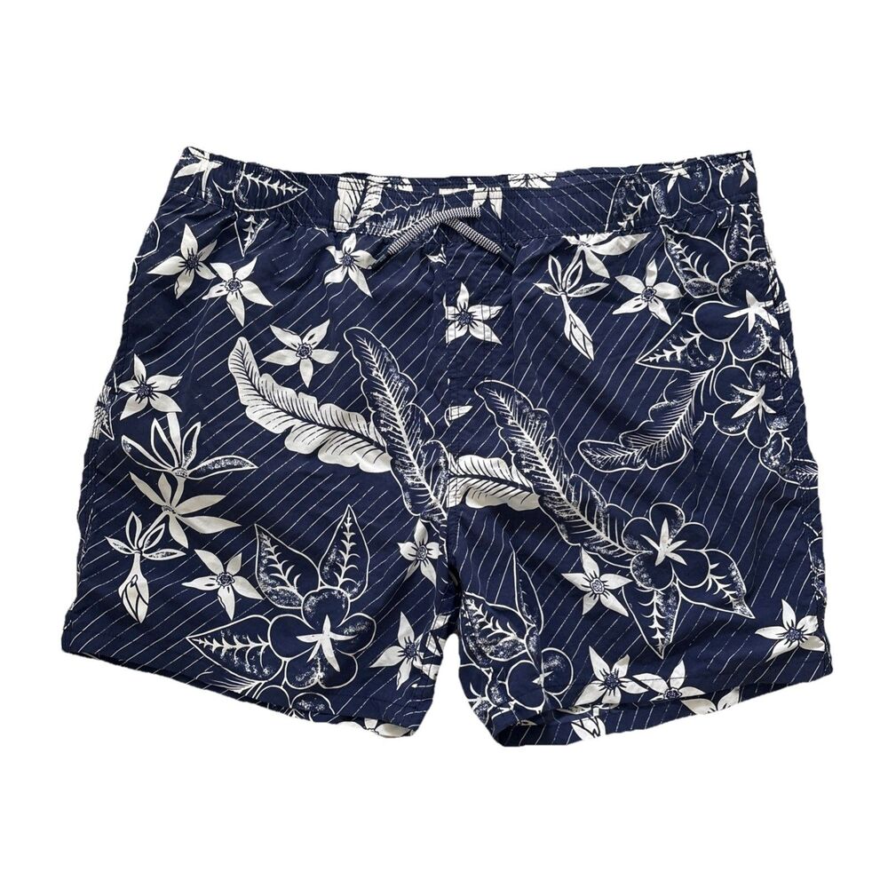 EUC Reyn Spooner Men Flags Compass Blue Swimsuit Trunks Pockets Lined XXL 2XL